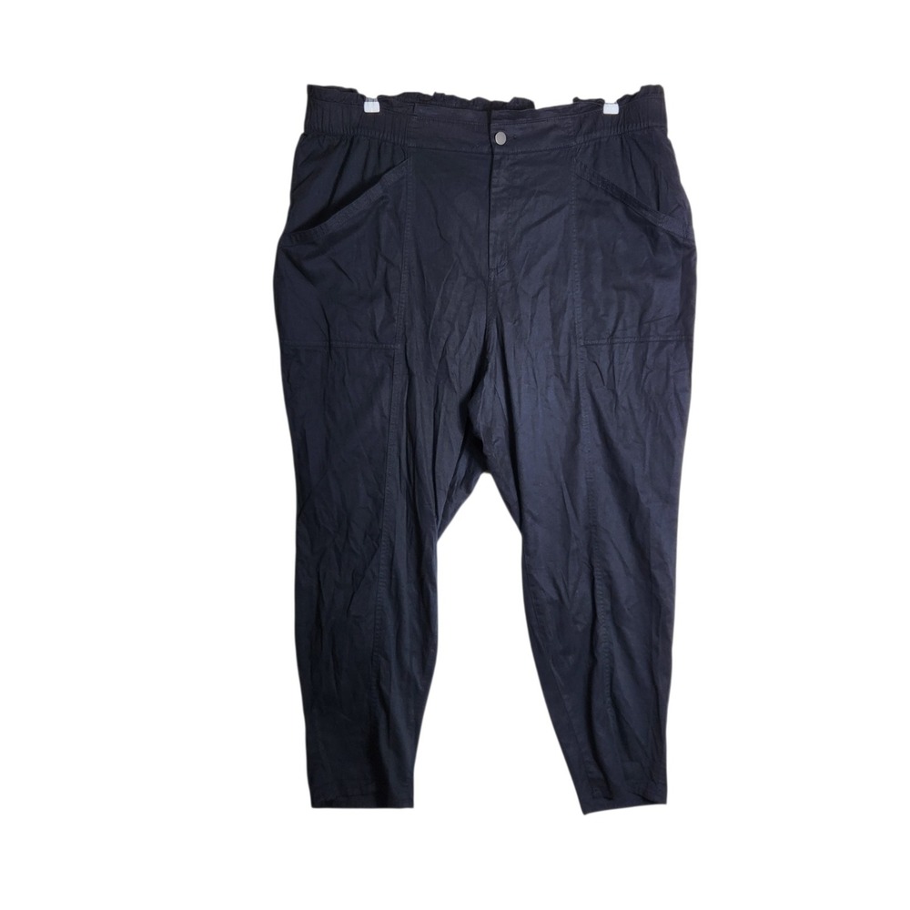 Old Navy Women 3X Black Utility Tapered Pants Elastic Waist Cotton Rayon